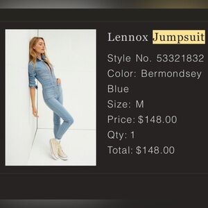 Free People Lennox denim Jumpsuit